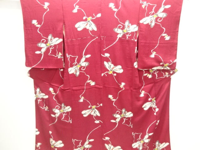 JAPANESE KIMONO / ANTIQUE KIMONO / SILK / KINSHA / FLOWER